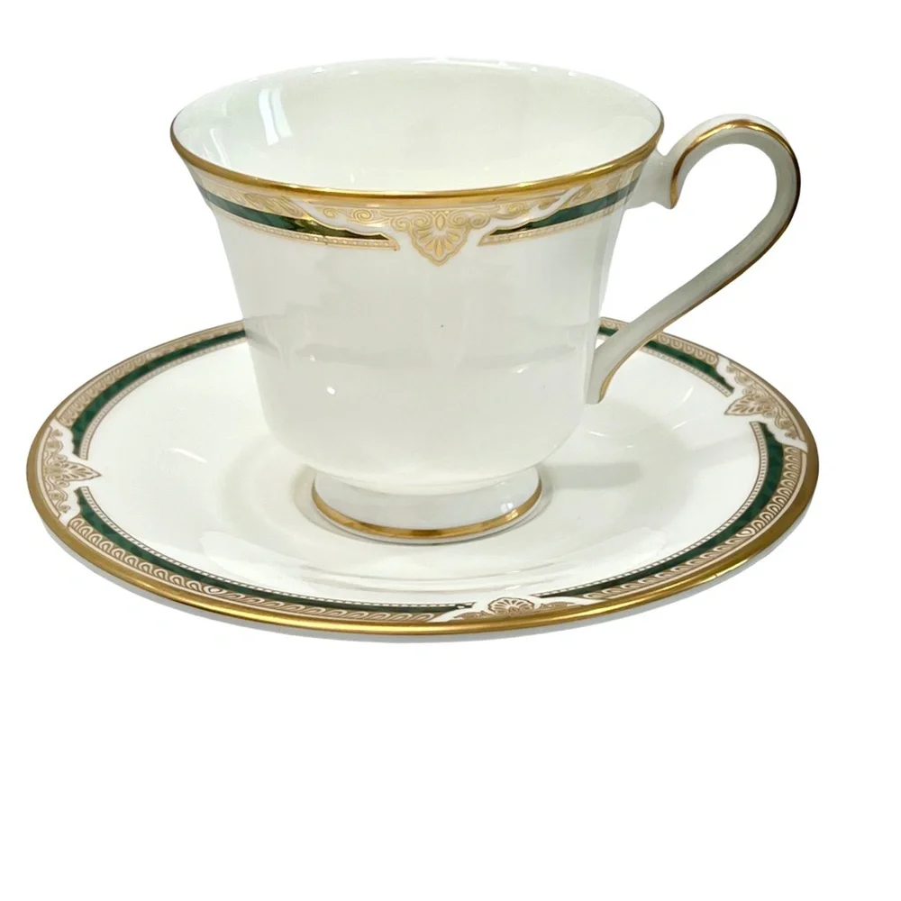 ROYAL DOULTON FORSYTH SET OF 3 FOOTED BONE CHINA CUPS & SAUCERS
